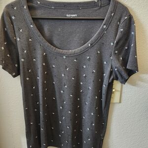 Old Navy Charcoal Floral Short Sleeve Tee
